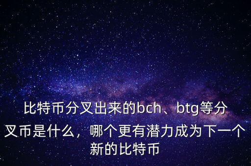 比特幣分叉出來的bch、btg等分叉幣是什么，哪個更有潛力成為下一個新的比特幣