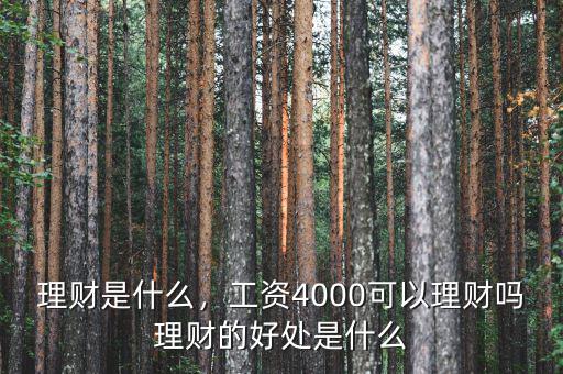 什么是理財為什么要理財,工資4000可以理財嗎