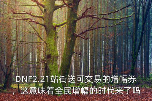 DNF2.21站街送可交易的增幅券，這意味著全民增幅的時代來了嗎