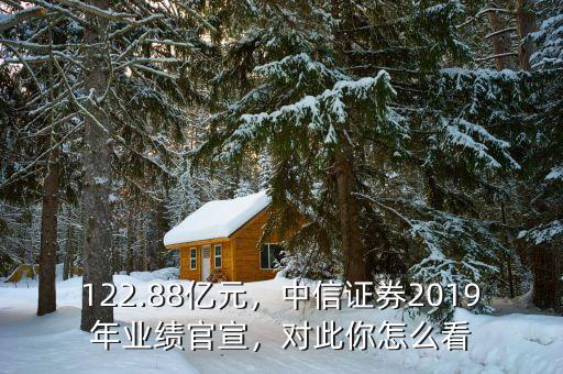 122.88億元，中信證券2019年業(yè)績官宣，對此你怎么看