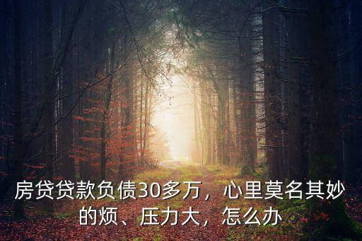 房貸貸款負(fù)債30多萬，心里莫名其妙的煩、壓力大，怎么辦