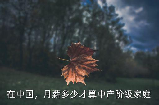 在中國多少錢算中產(chǎn),在大連月薪多少算中產(chǎn)