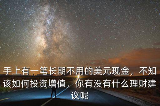 手上有一筆長期不用的美元現(xiàn)金，不知該如何投資增值，你有沒有什么理財建議呢