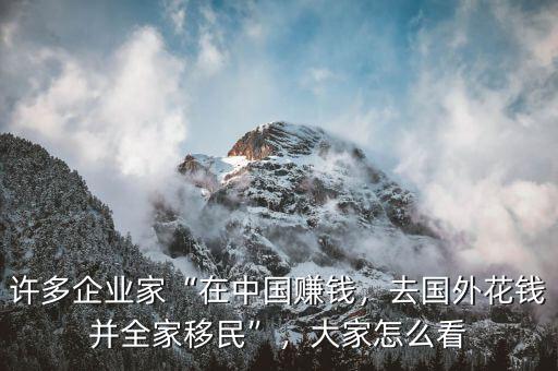 許多企業(yè)家“在中國賺錢，去國外花錢并全家移民”，大家怎么看