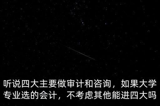 聽(tīng)說(shuō)四大主要做審計(jì)和咨詢，如果大學(xué)專業(yè)選的會(huì)計(jì)，不考慮其他能進(jìn)四大嗎