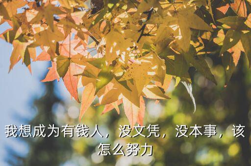 我想成為有錢人，沒(méi)文憑，沒(méi)本事，該怎么努力