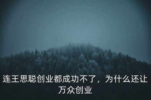 連王思聰創(chuàng)業(yè)都成功不了，為什么還讓萬眾創(chuàng)業(yè)