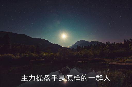 資本市場(chǎng)操盤手是什么,主力操盤手是怎樣的一群人