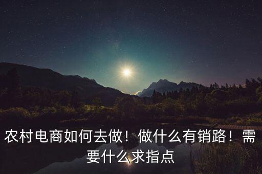 農(nóng)村電商如何去做！做什么有銷路！需要什么求指點