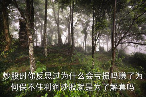 炒股時你反思過為什么會虧損嗎賺了為何保不住利潤炒股就是為了解套嗎