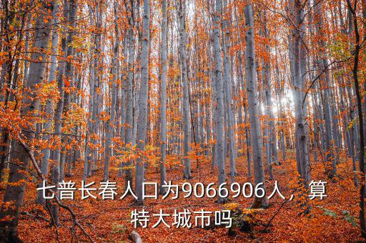 七普長春人口為9066906人，算特大城市嗎