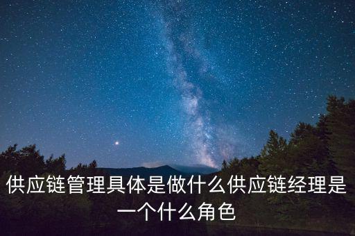 供應鏈的角色包括什么,供應鏈經(jīng)理是一個什么角色