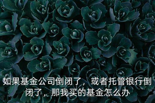 如果基金公司倒閉了，或者托管銀行倒閉了，那我買的基金怎么辦