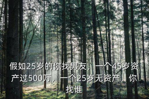 假如25歲的你找男友，一個(gè)45歲資產(chǎn)過(guò)500萬(wàn)，一個(gè)25歲無(wú)資產(chǎn)，你找誰(shuí)