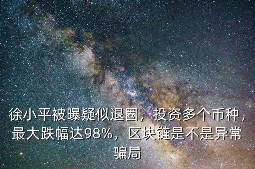 徐小平被曝疑似退圈，投資多個(gè)幣種，最大跌幅達(dá)98%，區(qū)塊鏈?zhǔn)遣皇钱惓ｒ_局