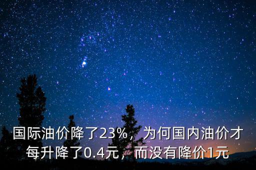 國際油價(jià)降了23%，為何國內(nèi)油價(jià)才每升降了0.4元，而沒有降價(jià)1元