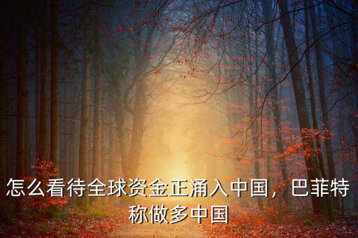 怎么看待全球資金正涌入中國，巴菲特稱做多中國