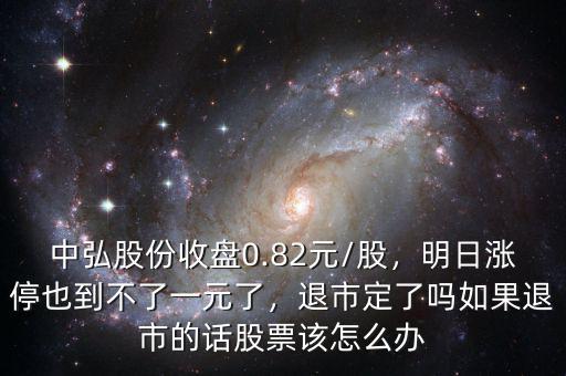 中弘股份收盤0.82元/股，明日漲停也到不了一元了，退市定了嗎如果退市的話股票該怎么辦