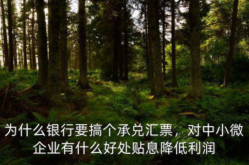 為什么銀行要搞個承兌匯票，對中小微企業(yè)有什么好處貼息降低利潤