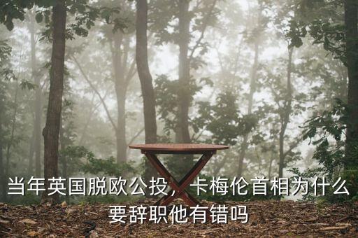 當(dāng)年英國脫歐公投，卡梅倫首相為什么要辭職他有錯嗎