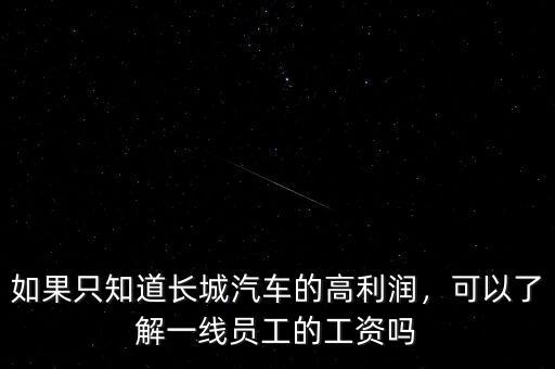 如果只知道長城汽車的高利潤，可以了解一線員工的工資嗎