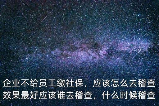 企業(yè)不給員工繳社保，應(yīng)該怎么去稽查效果最好應(yīng)該誰去稽查，什么時候稽查