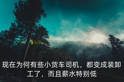 現(xiàn)在為何有些小貨車司機，都變成裝卸工了，而且薪水特別低