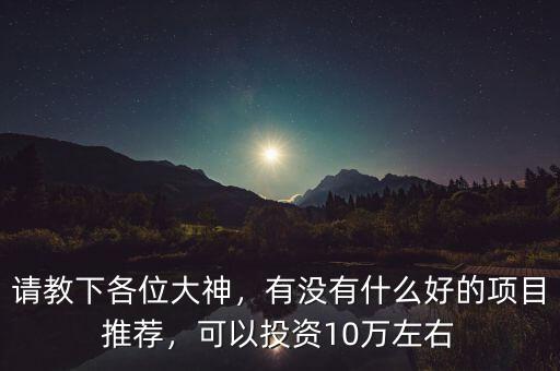 請教下各位大神，有沒有什么好的項目推薦，可以投資10萬左右