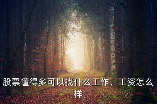 股票懂得多可以找什么工作，工資怎么樣