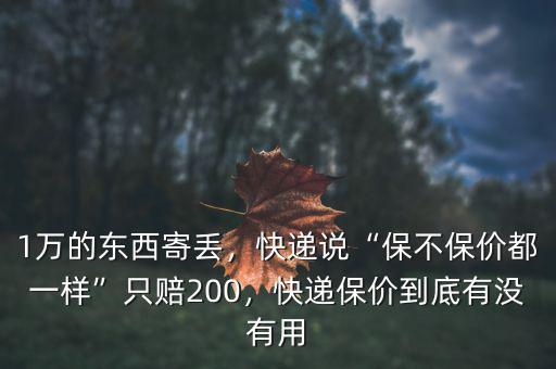 順豐保價有什么用,順豐快遞保價有何用