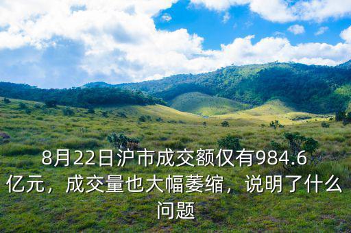 8月22日滬市成交額僅有984.6億元，成交量也大幅萎縮，說(shuō)明了什么問(wèn)題