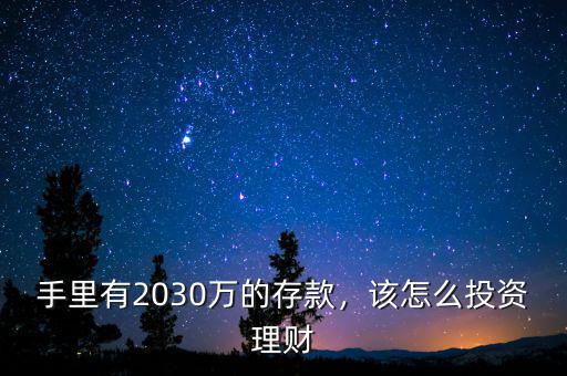 手里有2030萬的存款，該怎么投資理財(cái)