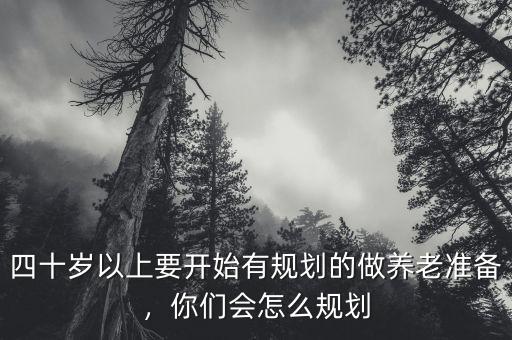 四十歲以上要開始有規(guī)劃的做養(yǎng)老準(zhǔn)備，你們會怎么規(guī)劃