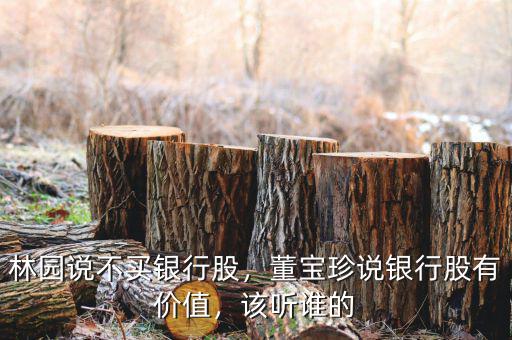 林園說不買銀行股，董寶珍說銀行股有價值，該聽誰的