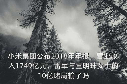 小米集團(tuán)公布2018年年報，營業(yè)收入1749億元，雷軍與董明珠女士的10億賭局輸了嗎