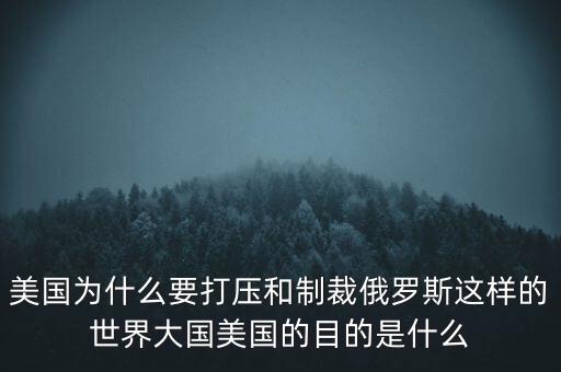 美國(guó)為什么要打壓和制裁俄羅斯這樣的世界大國(guó)美國(guó)的目的是什么