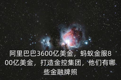 阿里巴巴3600億美金，螞蟻金服800億美金，打造金控集團(tuán)，他們有哪些金融牌照