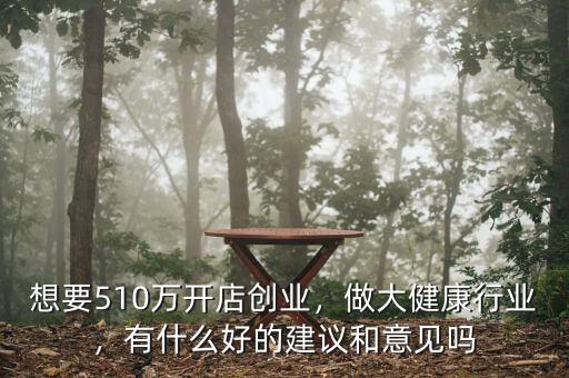 想要510萬(wàn)開(kāi)店創(chuàng)業(yè)，做大健康行業(yè)，有什么好的建議和意見(jiàn)嗎