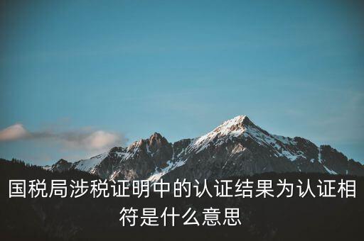 國稅局涉稅證明中的認(rèn)證結(jié)果為認(rèn)證相符是什么意思