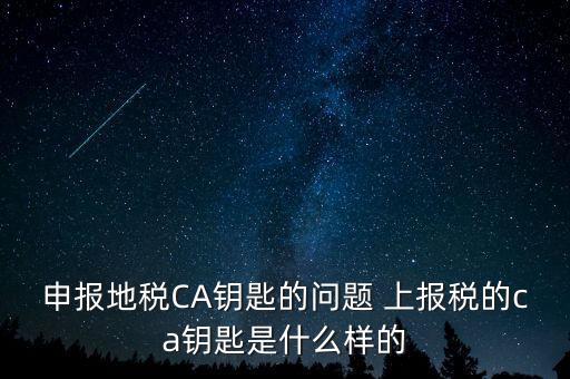 ca鑰匙是什么，申報地稅CA鑰匙的問題 上報稅的ca鑰匙是什么樣的