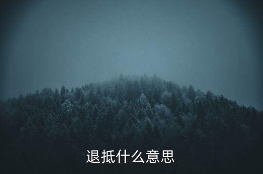 什么叫做退抵稅，退抵什么意思