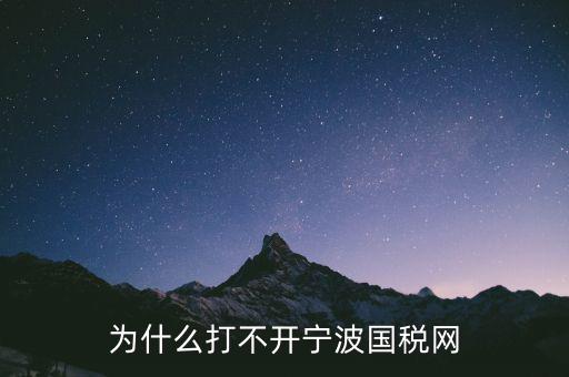 為什么打不開寧波國稅網(wǎng)