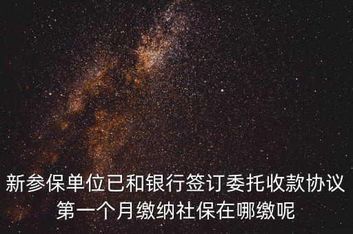 新參保單位已和銀行簽訂委托收款協(xié)議第一個月繳納社保在哪繳呢