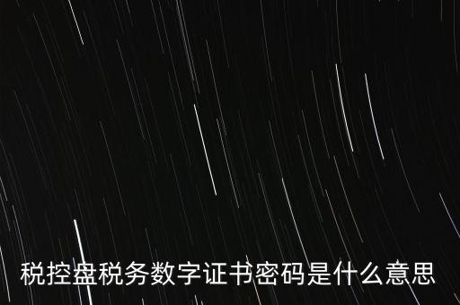 稅控盤稅務數字證書密碼是什么意思