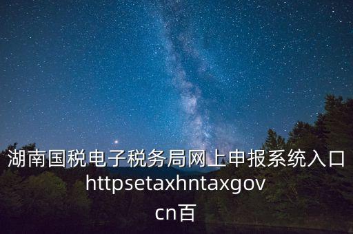 湖南國稅電子稅務局網上申報系統(tǒng)入口httpsetaxhntaxgovcn百