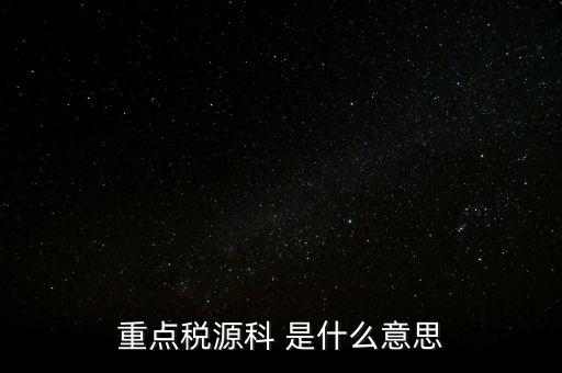 重點(diǎn)稅源科 是什么意思