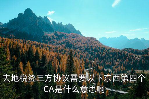 稅務(wù)局ca是什么意思，去地稅簽三方協(xié)議需要以下東西第四個CA是什么意思啊