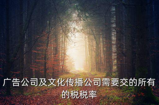 廣告公司交什么稅，廣告公司及文化傳播公司需要交的所有的稅稅率