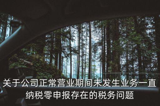 關于公司正常營業(yè)期間未發(fā)生業(yè)務一直納稅零申報存在的稅務問題