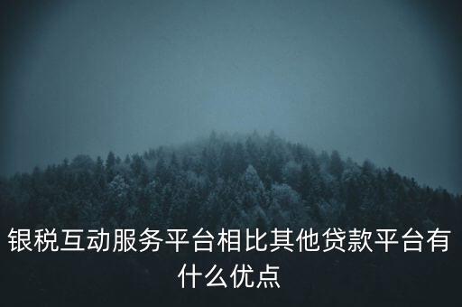 銀稅互動服務(wù)平臺相比其他貸款平臺有什么優(yōu)點